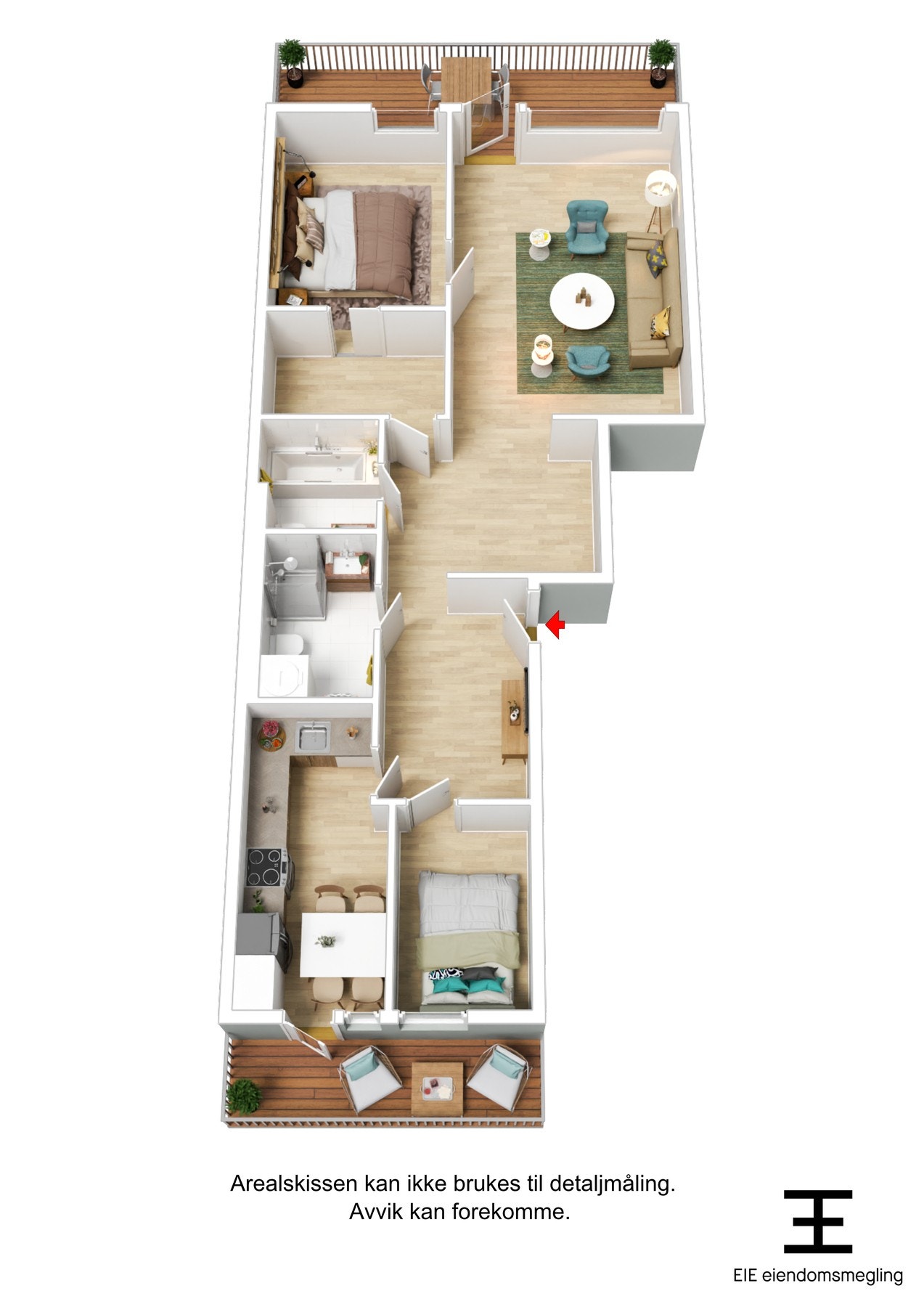 Plantegning i 3D. Galleribilde