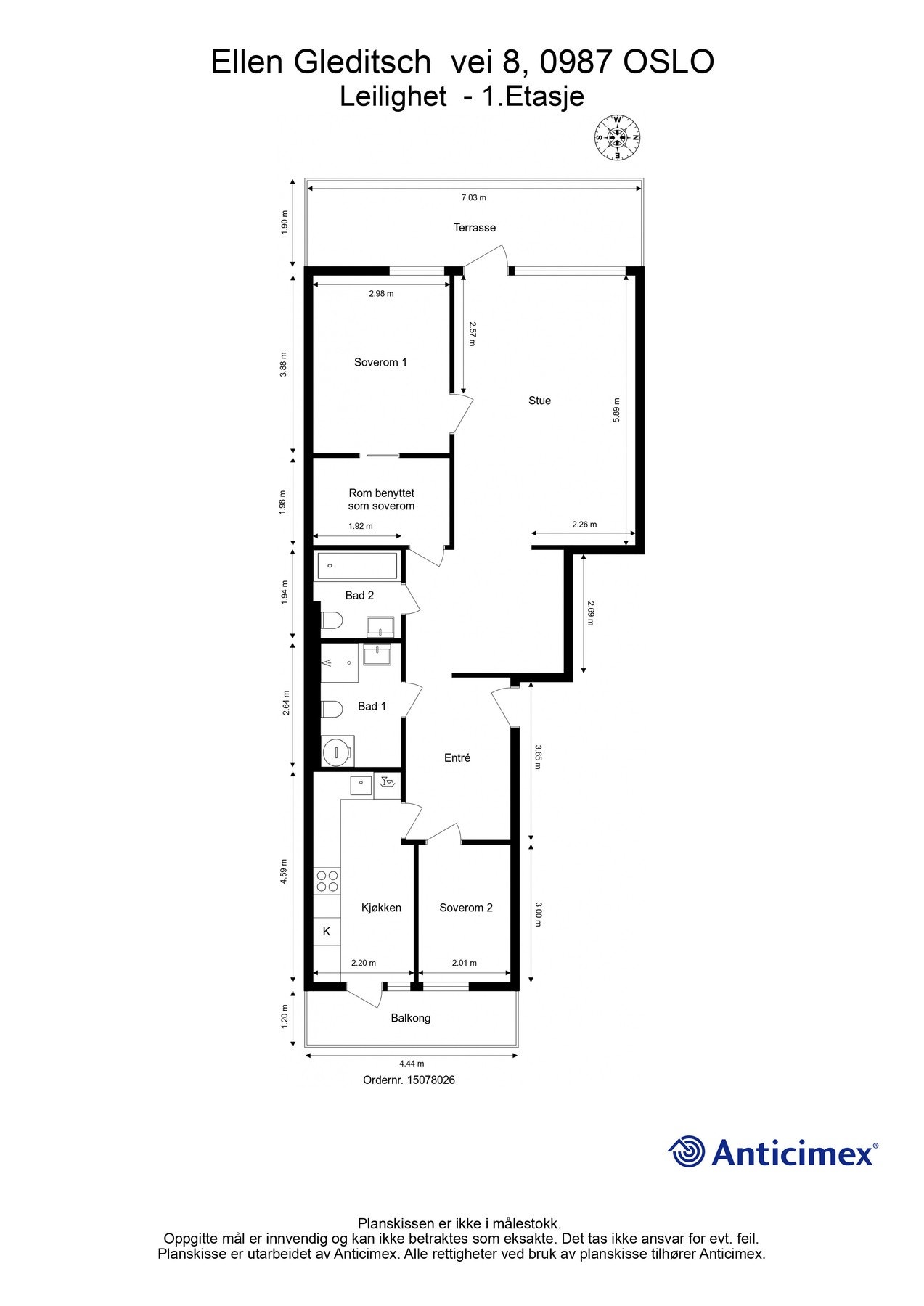 Målsatt plantegning. Galleribilde