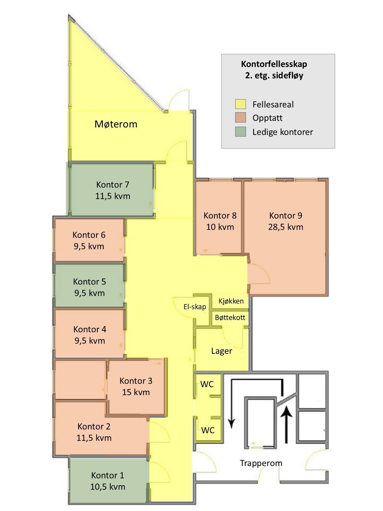 Plantegning av kontorfellesskapet i 2.etg. Galleribilde