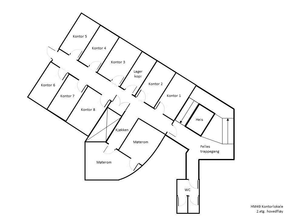 Ledig kontorseksjon i 2.etg. hovedfløy Galleribilde