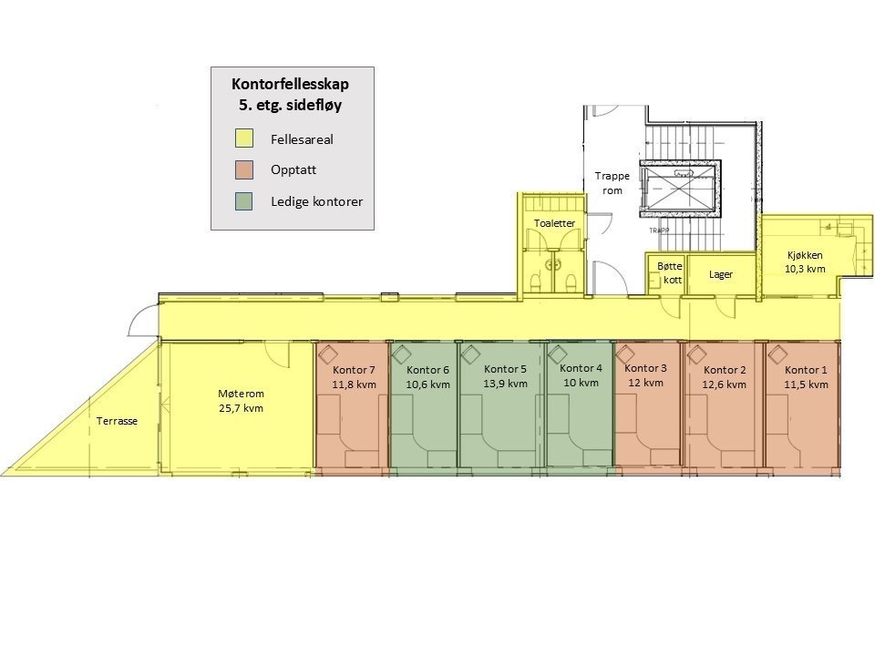 Plantegning av kontorfellesskapet i 5.etg. Galleribilde