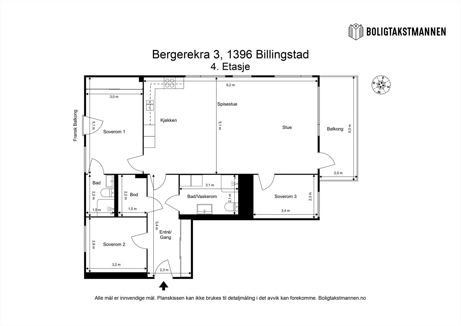 Boligen er på ca. 109 kvm BRA-i og består av entré/gang, bad/vaskerom, tre soverom, bad, kjøkken, spisestue, stue og bod. Galleribilde