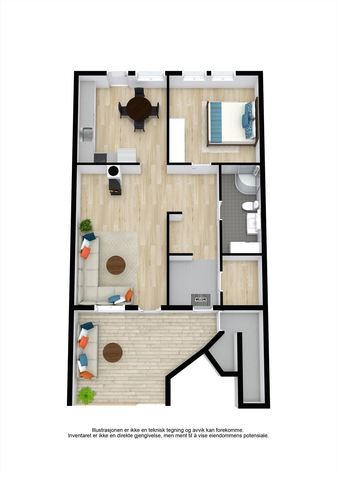 Valhallveien 40a - 3D - 1. Floor - Letterhead Galleribilde