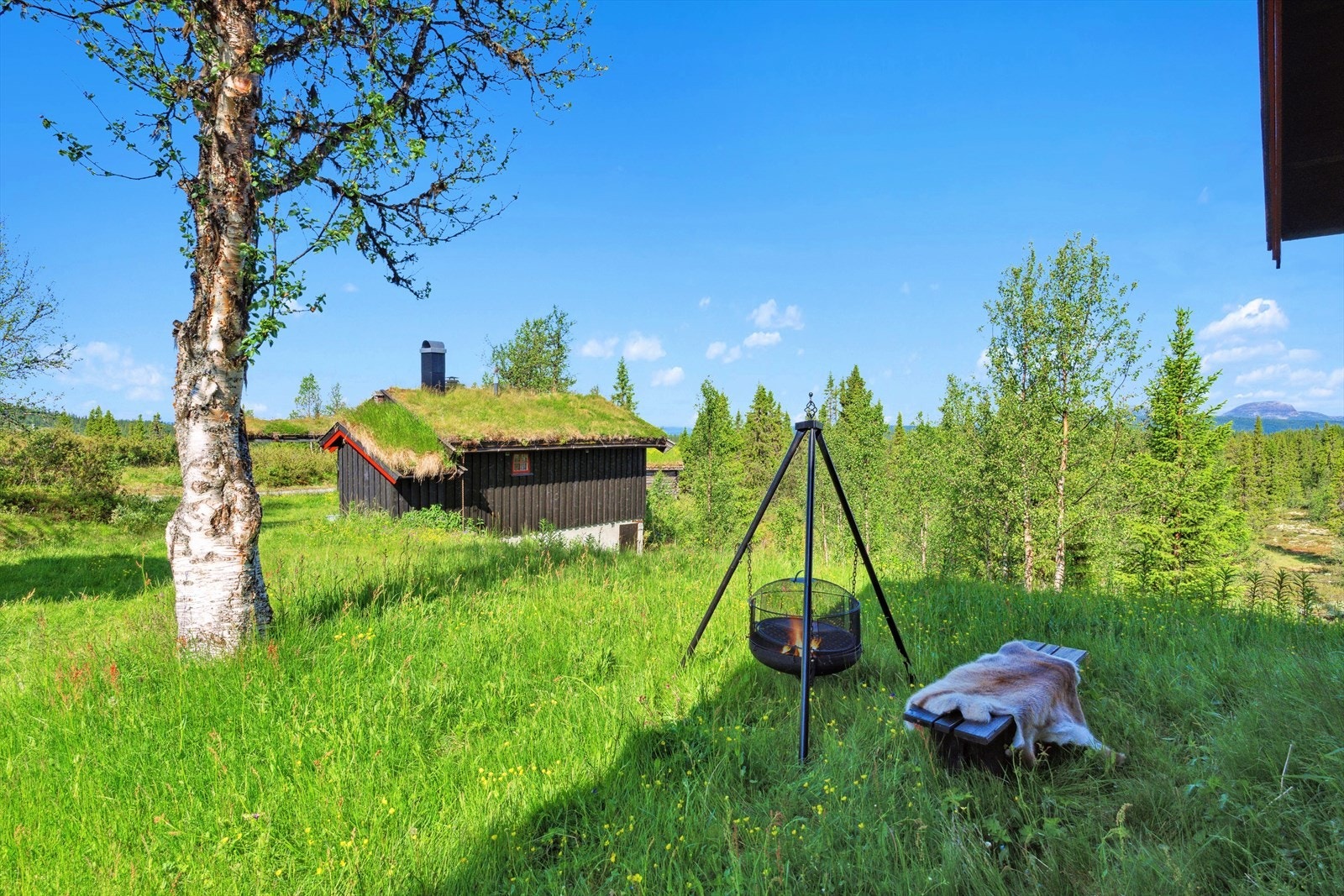 Her kan familie og venner samles foran bålpannen. Galleribilde