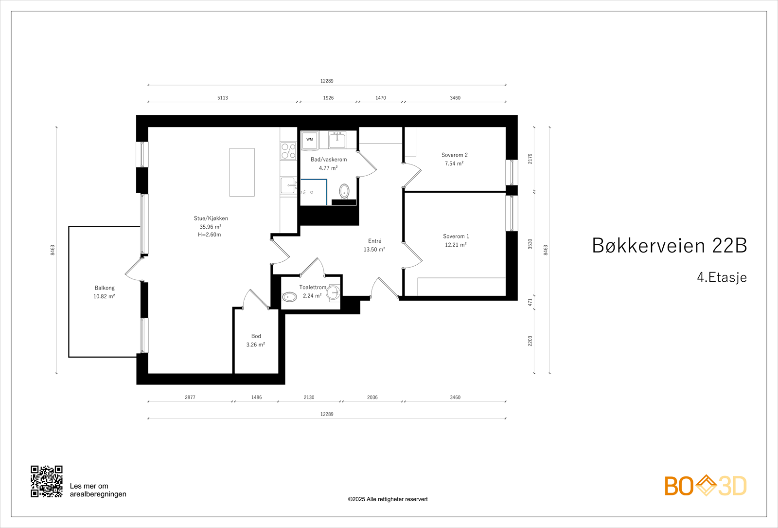 Plantegning. Se (opprinnelig) planløsning med 3 soverom lenger bak i bildekarusellen. Galleribilde
