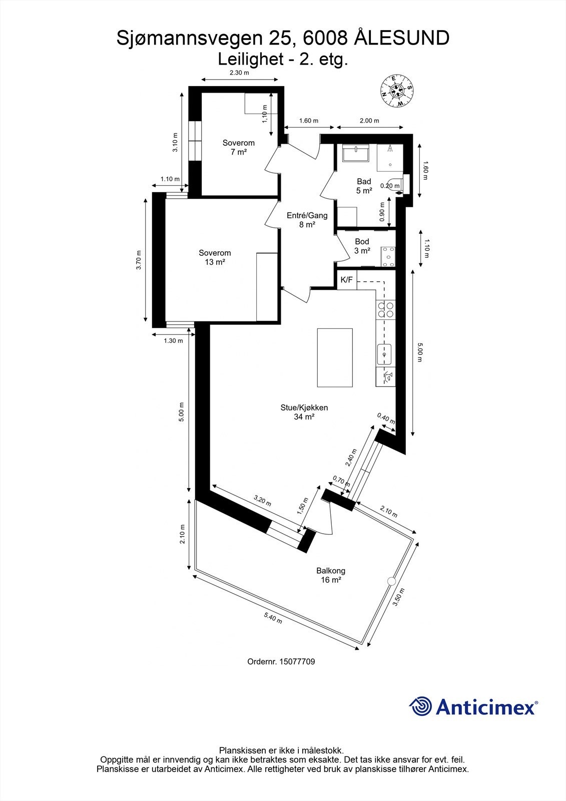 Målsatt plantegning Galleribilde