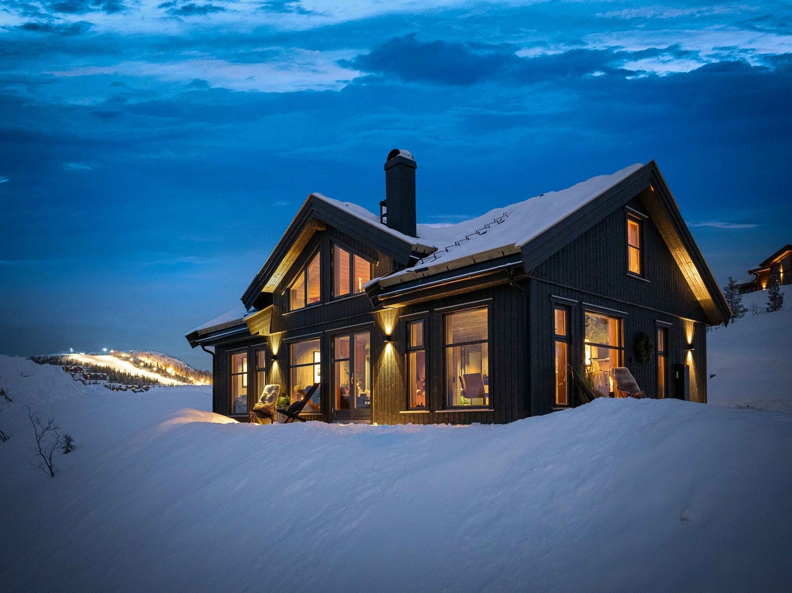 Hyttemodellen Lofoten 85.
Foto fra visningshytte på feltet Galleribilde