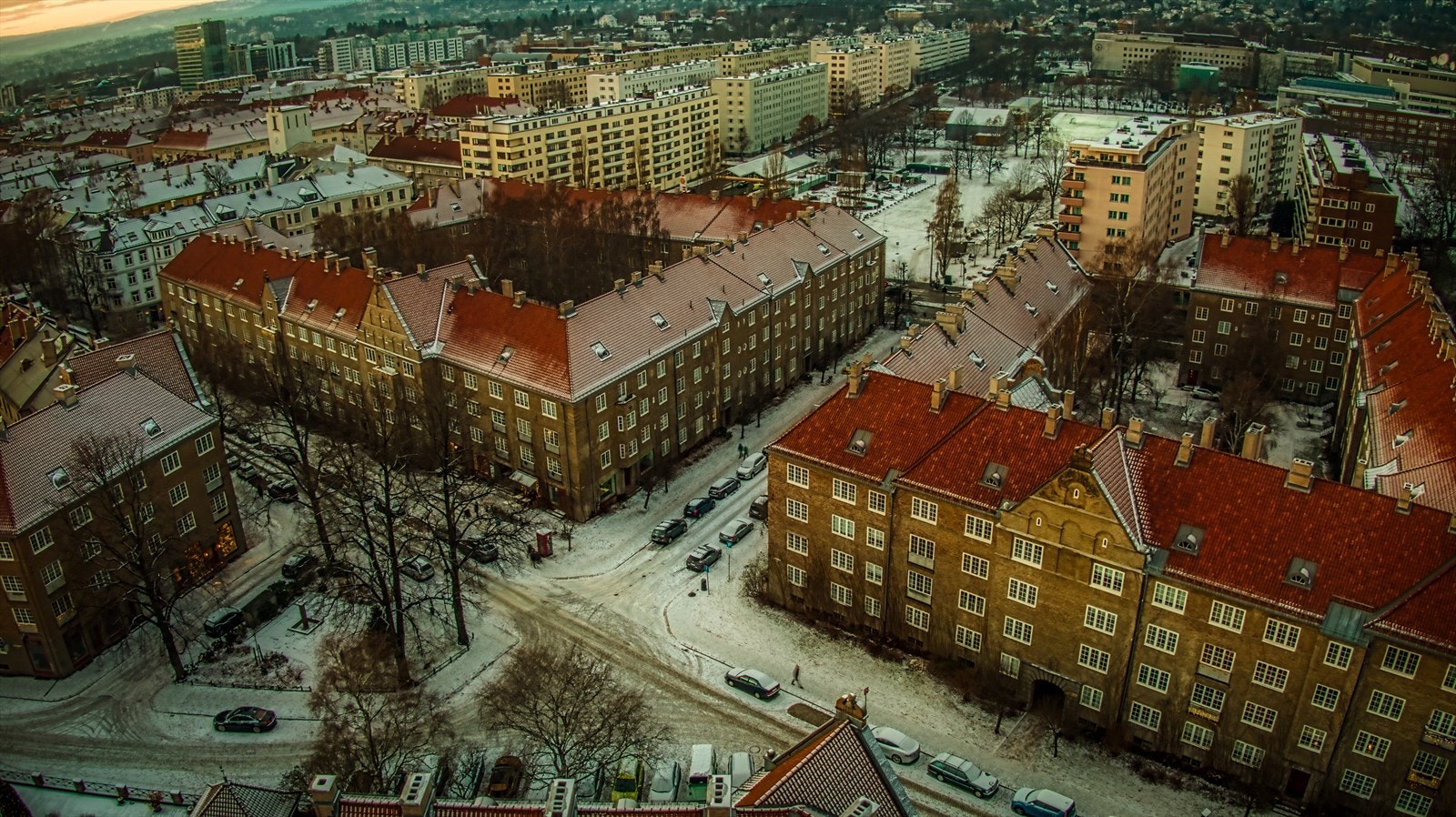 Et vinterkledd Jessenløkken sett fra luften - et av Oslos mest karakteristiske kvartaler. © Tom Helge Vik Galleribilde