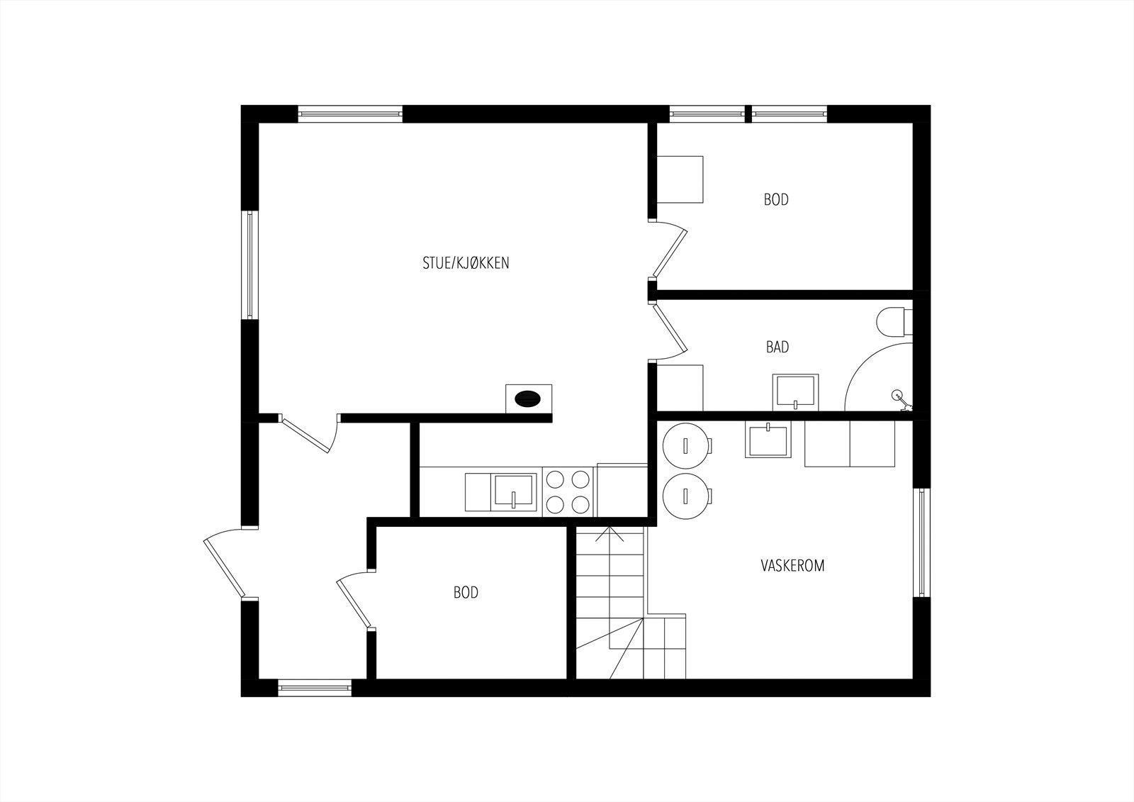 Plantegning underetasje. Galleribilde