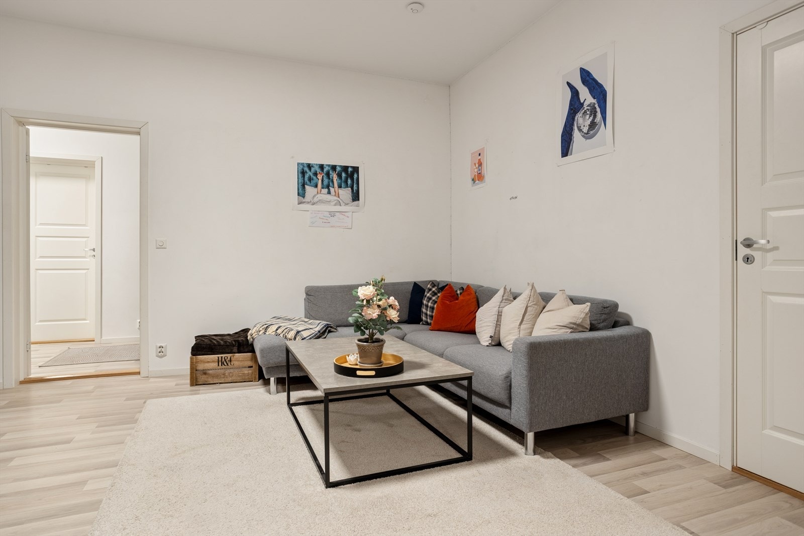 Leiligheten har moderne laminatgulv og slette malte vegger. Galleribilde