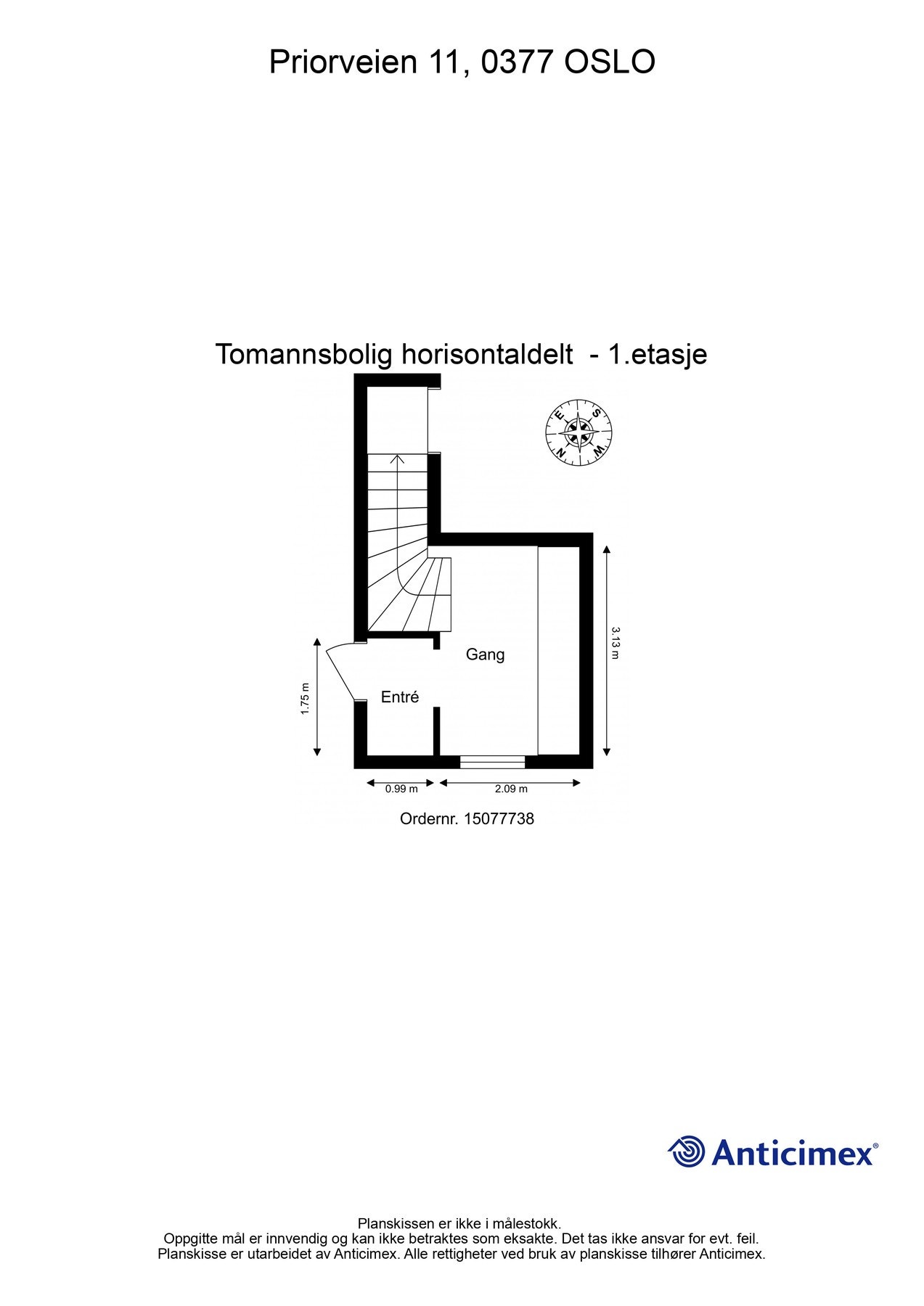 Planskisse 1. etasje/entré. Galleribilde
