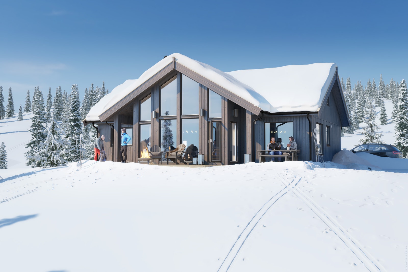 Hyttemodellen Solheim fra Saltdalshytta er en modell som kan bygges på Nestingsætra. Galleribilde