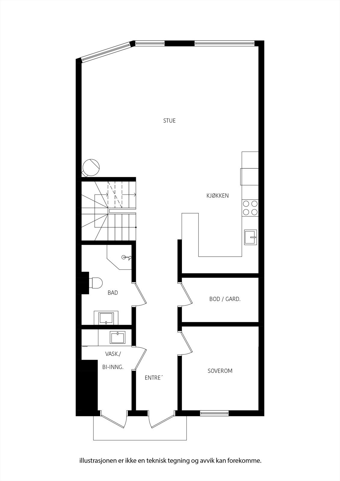 Svært god planløsning hvor 1. etg har alt på 1 plan for å bo livet ut om du ønsker. Galleribilde