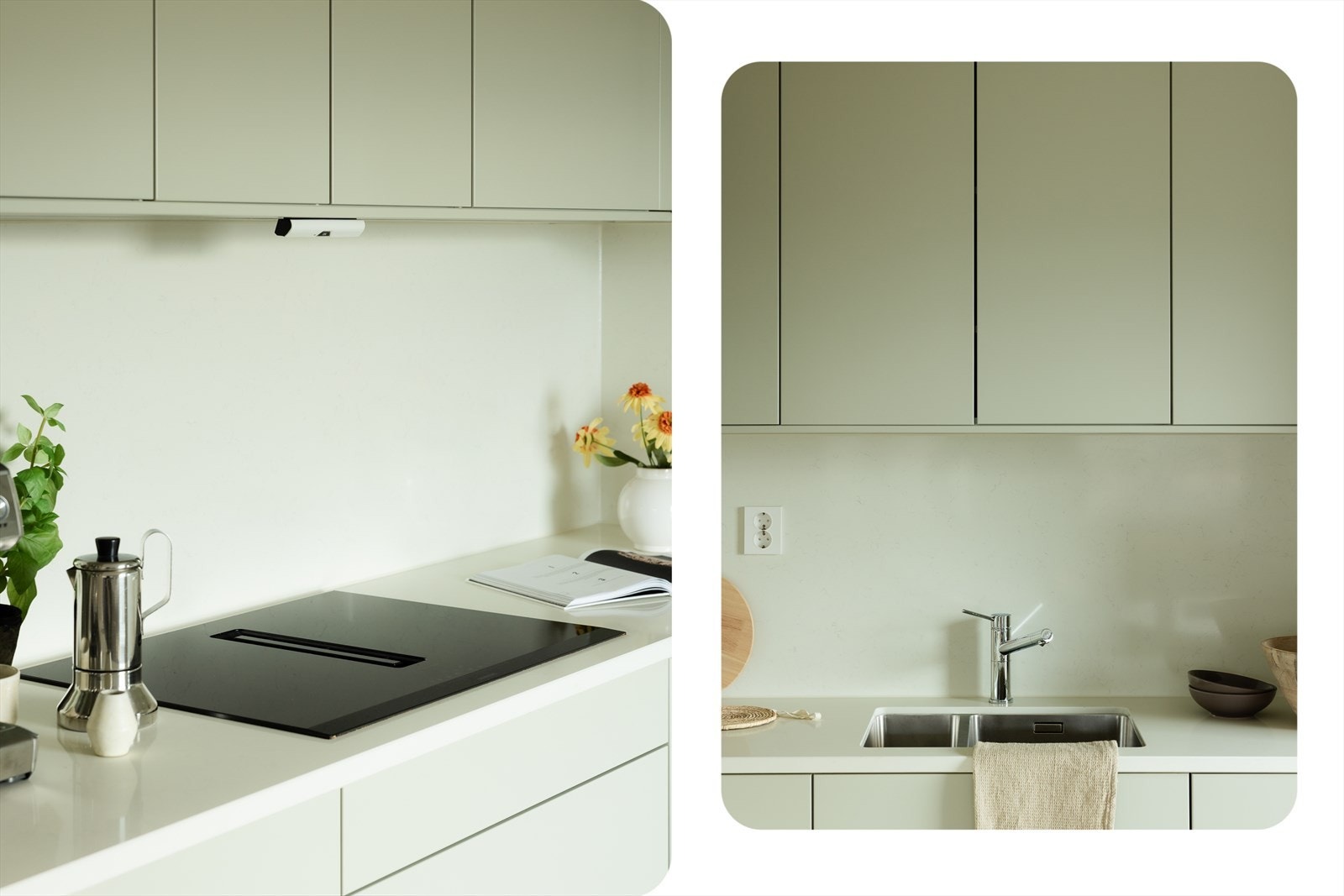 Av integrerte hvitevarer medfølger oppvaskmaskin, platetopp, stekeovn, mikrobølgeovn og kombiskap Galleribilde