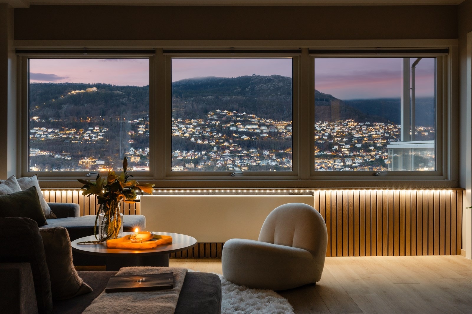 Fra stue har man nydelig utsikt mot bl.a. Fløyen Galleribilde