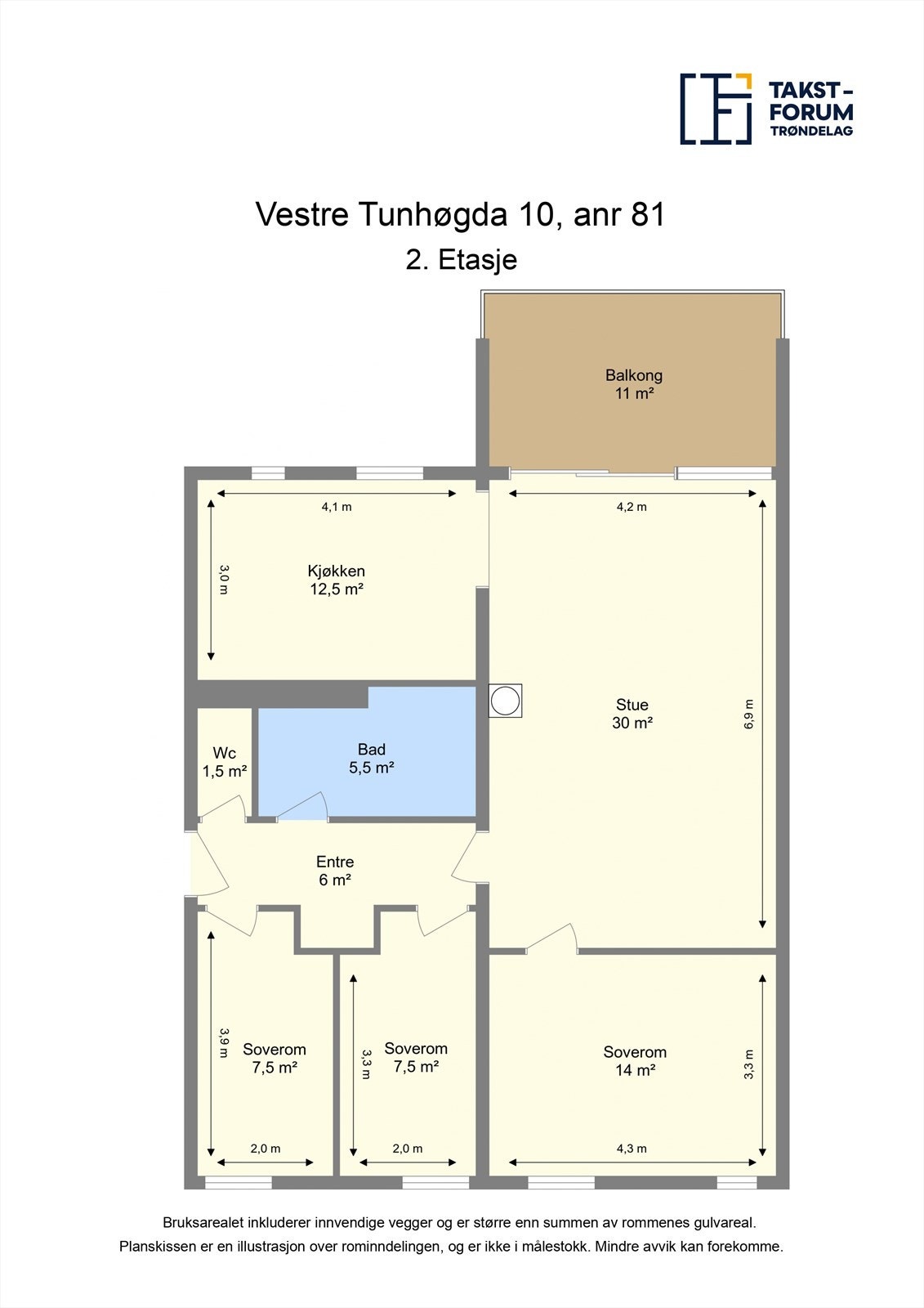 Leiligheten har en svært god planløsning fordelt på hele 88 m², med 3 gode soverom. Galleribilde