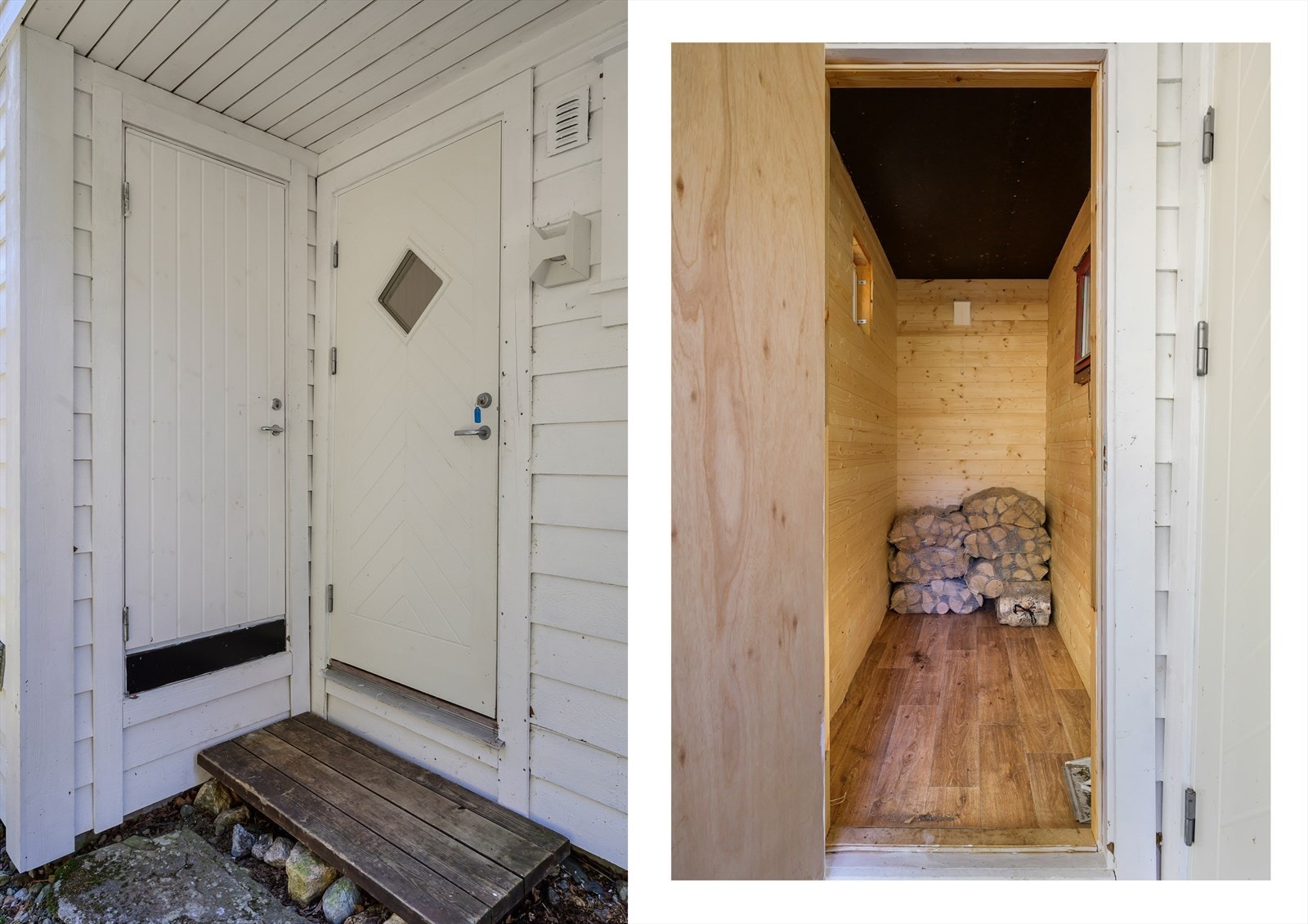 Overbygget inngangsparti og inngang til utvendig bod. Galleribilde