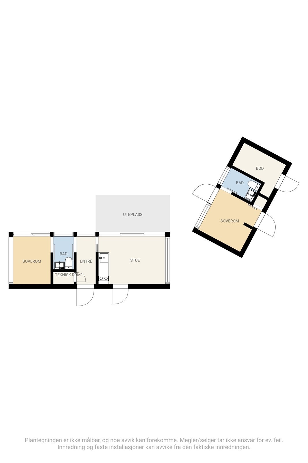 Plantegning for hytte og anneks. Galleribilde
