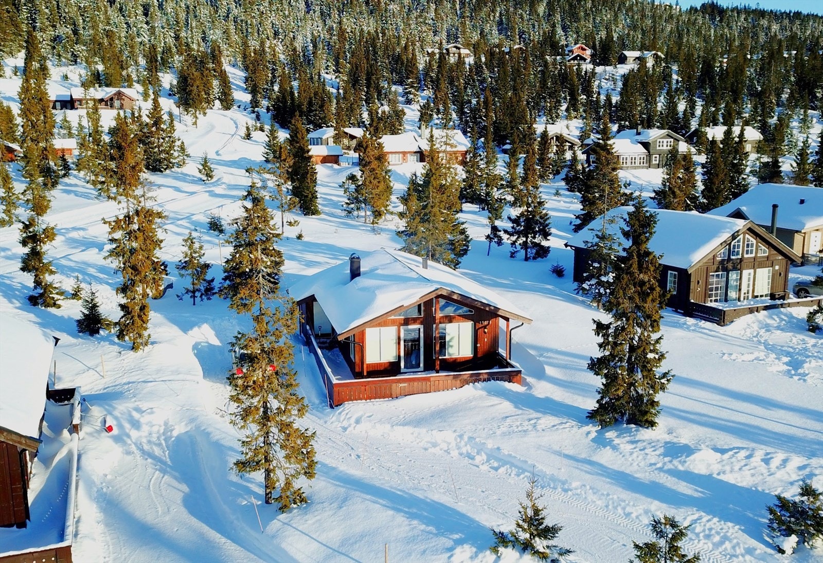 Hyttas plassering i feltet. Selges private bilder. Galleribilde