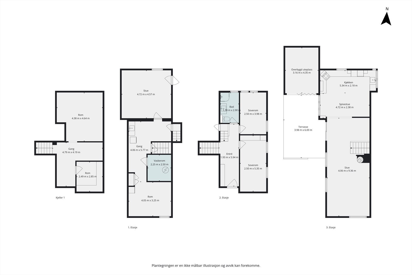 Plantegning alle etasjer Galleribilde