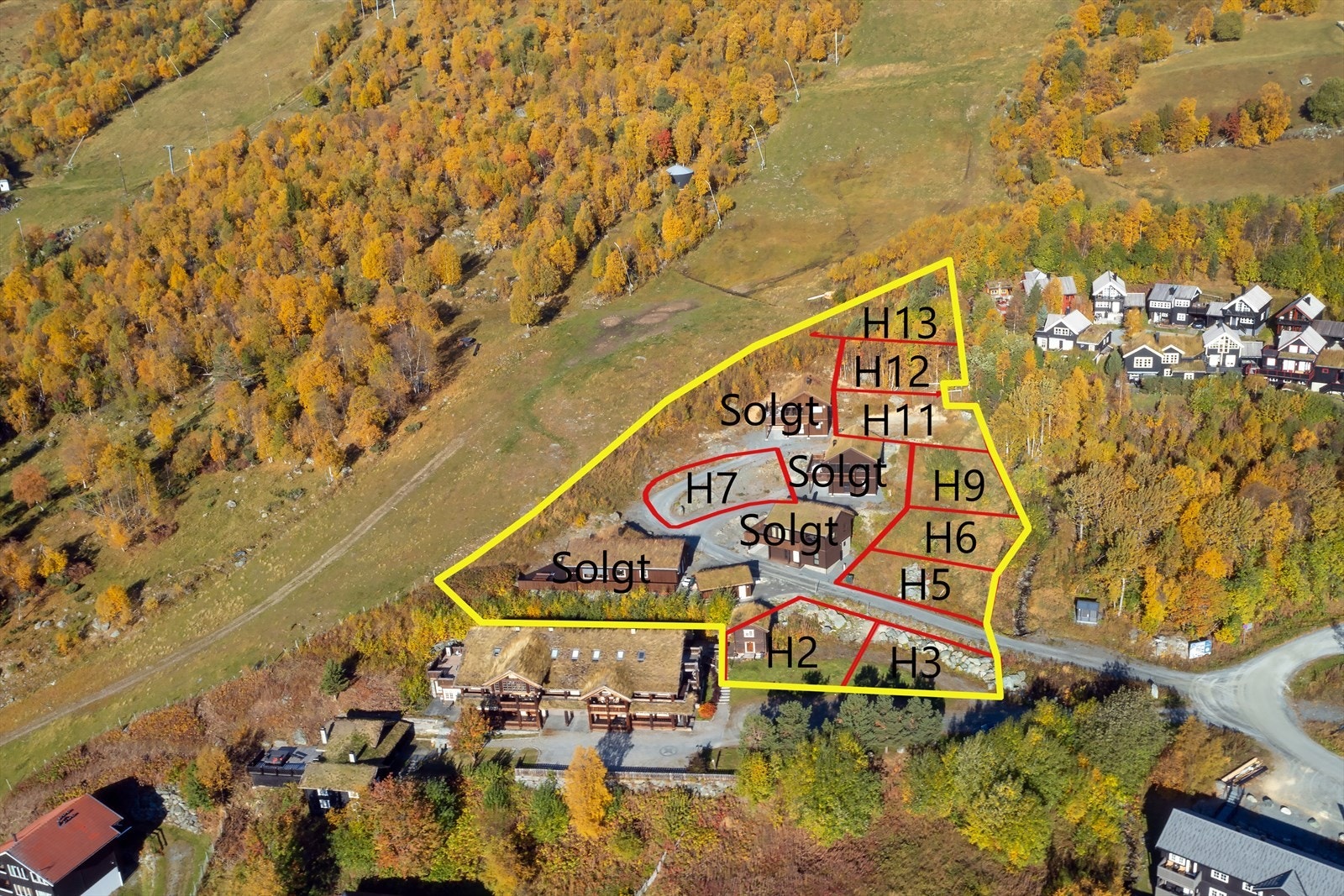 Oversiktsbilde med tomteangivelser og -omriss Galleribilde