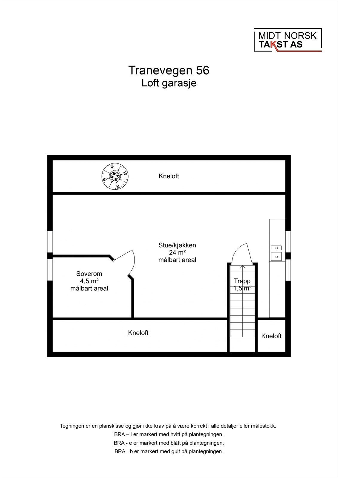 Planskisse garasje 2. etasje Galleribilde