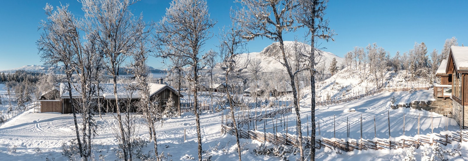 Utsiktsbilde fra tomten tatt i mulig ståhøyde fra en potensiell stuedel Galleribilde