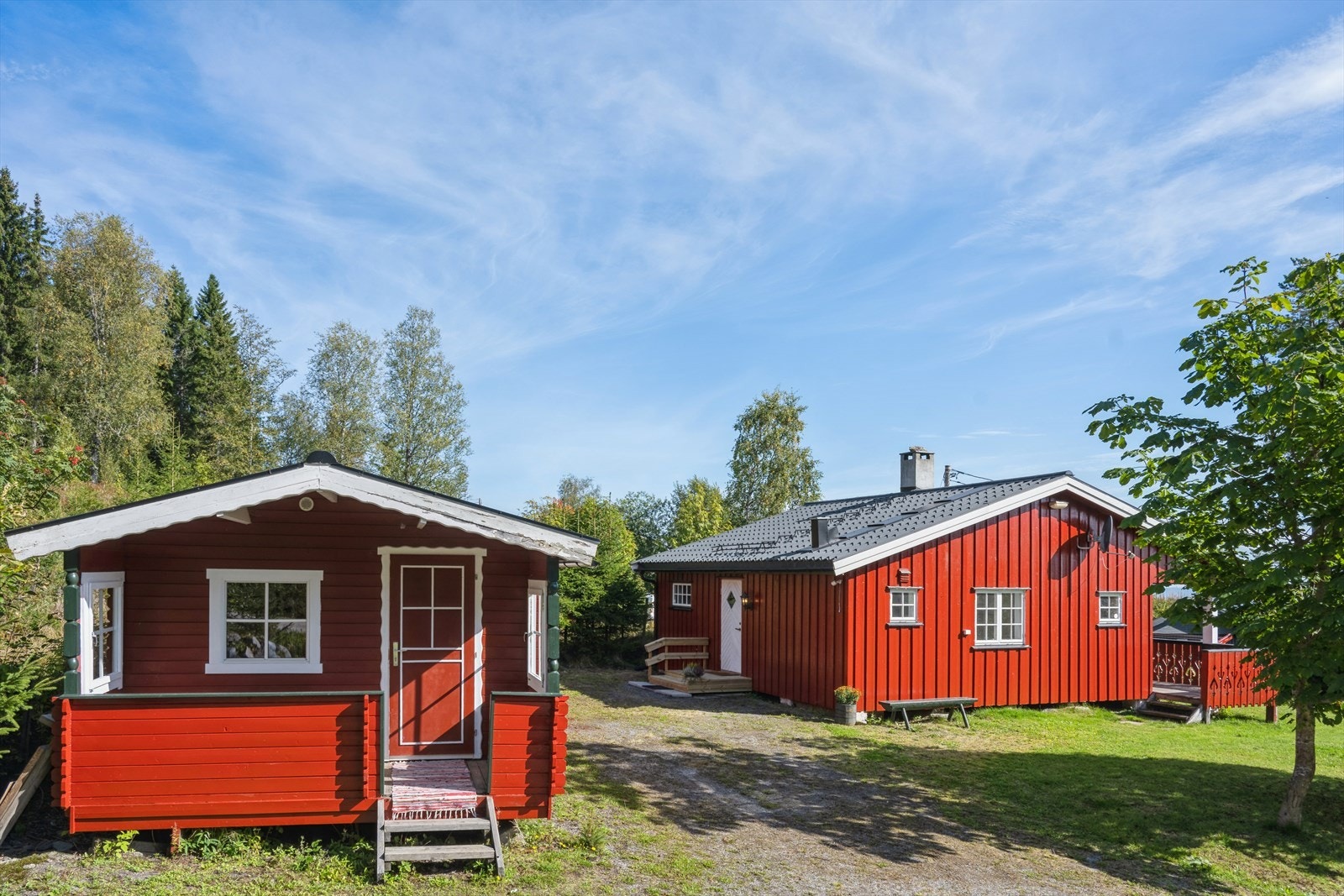 Hytta med tilhørende anneks gir fleksible bruksmuligheter for familie og gjester. Galleribilde