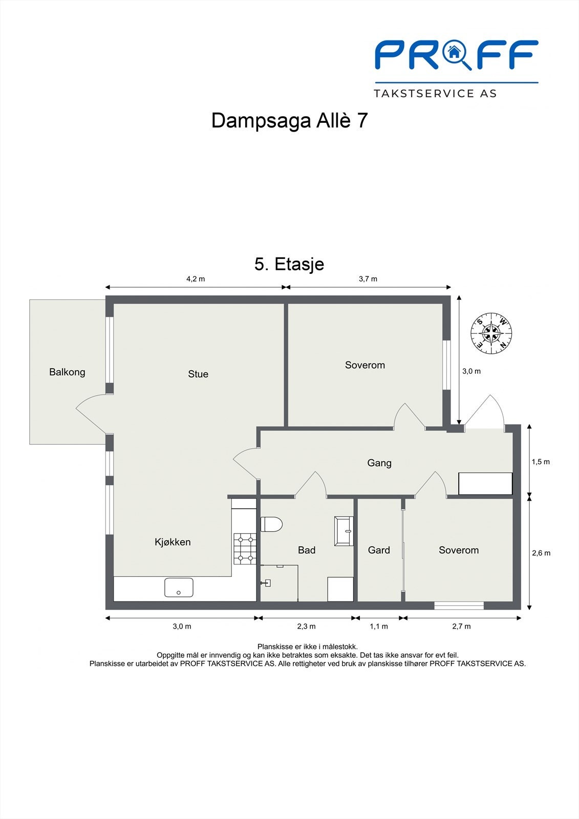 Plantegning av leiligheten som ligger fint til i 5. etasje. Galleribilde