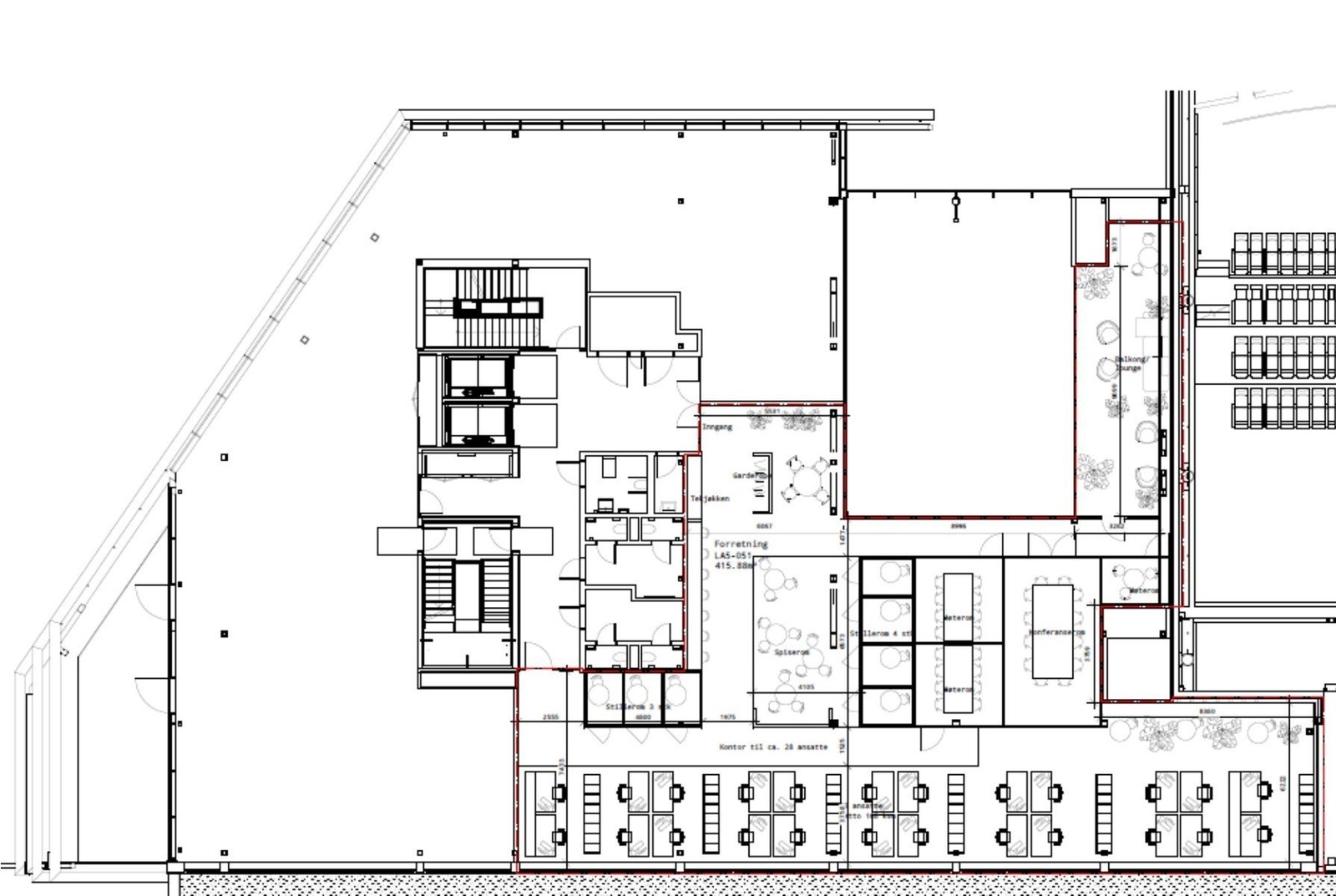 Forslag til planløsning for 5.etg Galleribilde