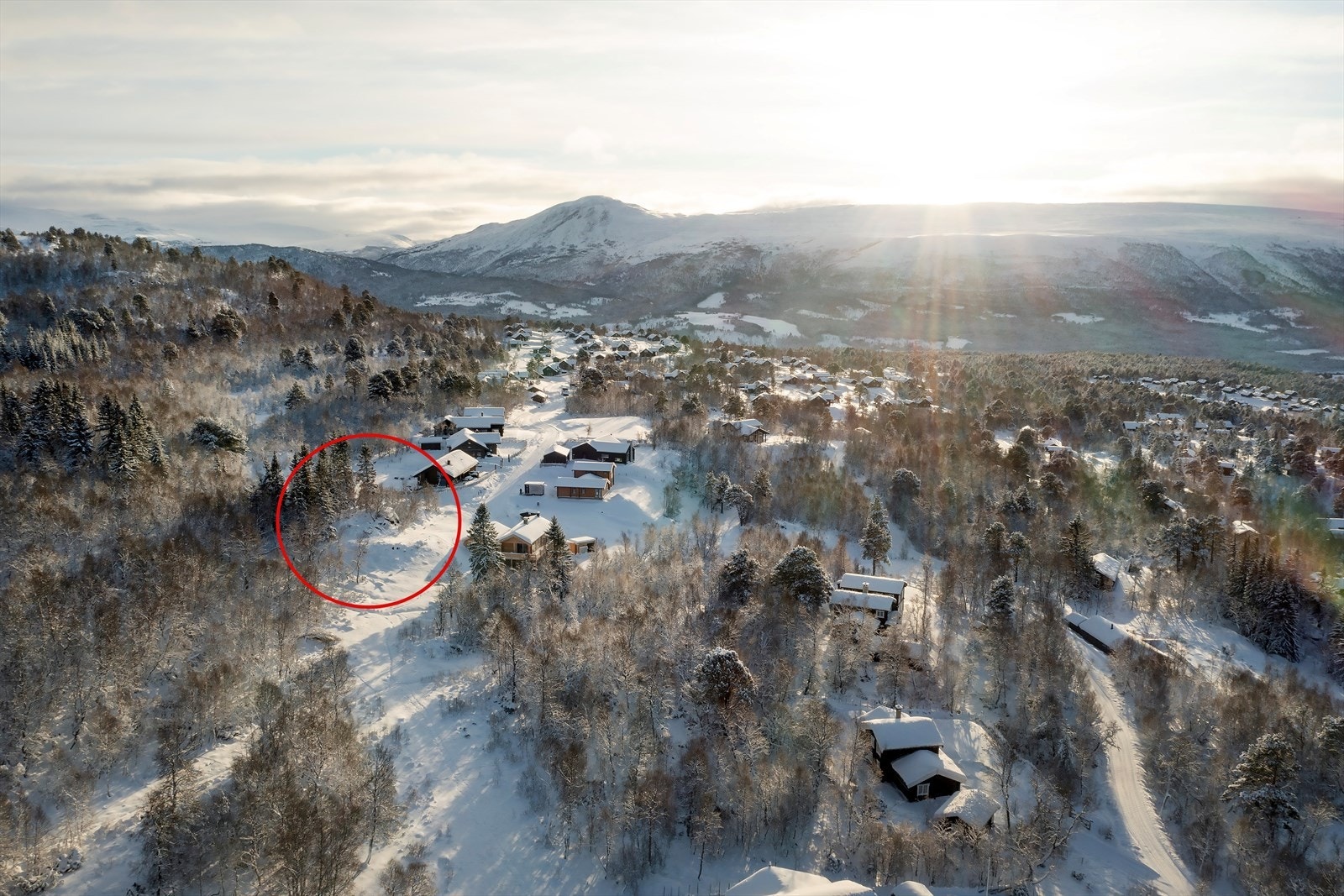 Tomten ligger på en høyde ovenfor veien Galleribilde