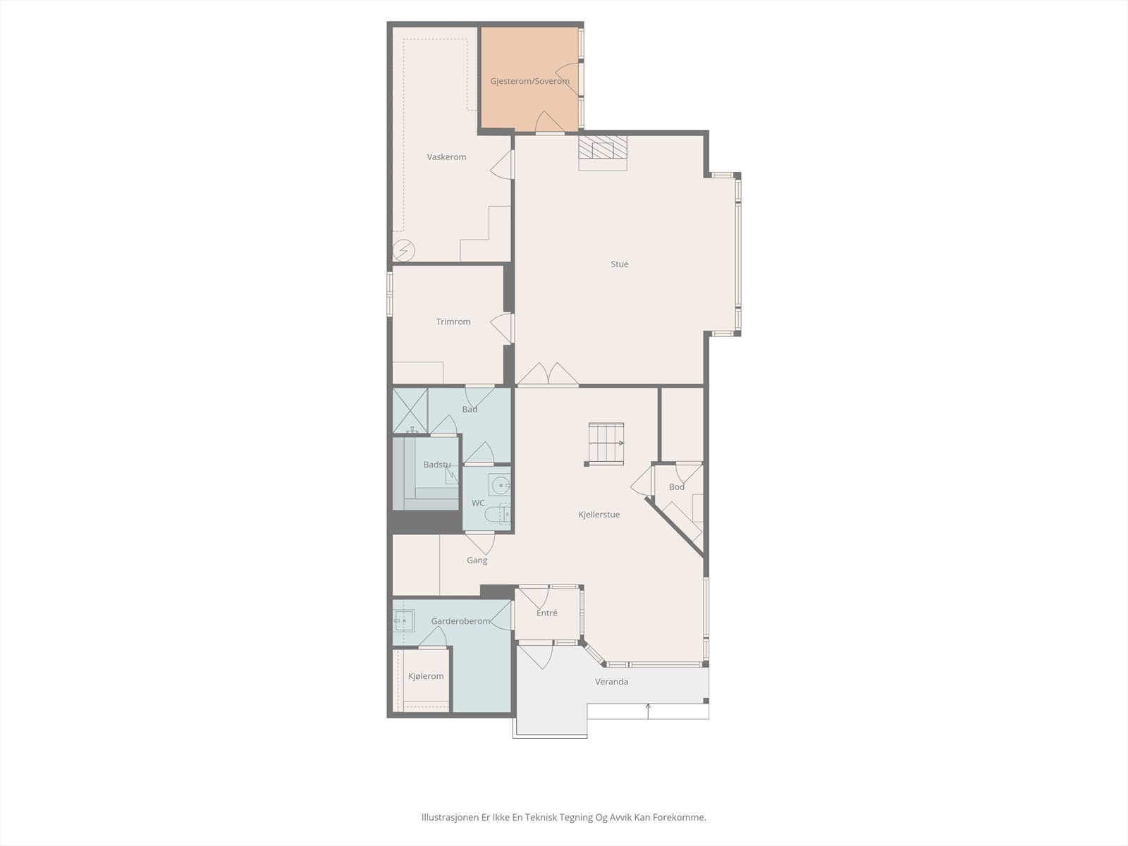 2D plantegning u. etasje. Galleribilde