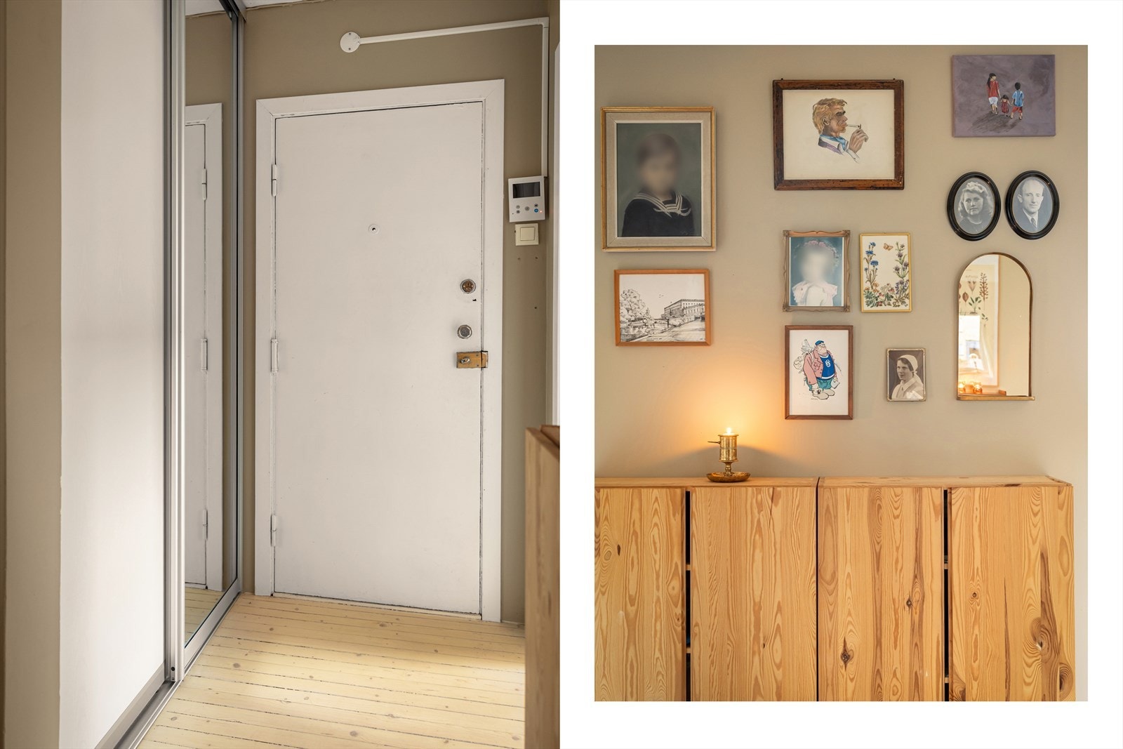 Skyvedørsgarderobe med speil til venstre i bildet. Galleribilde