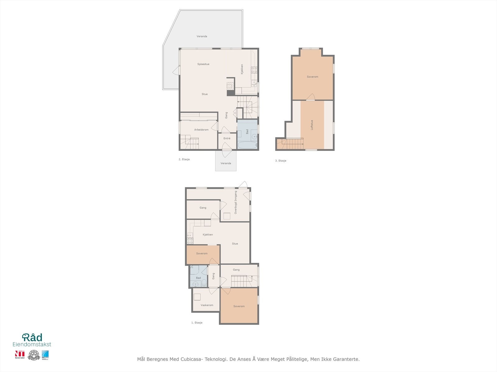 Planløsning over dagens bruk av eiendommen, alle etasjer Galleribilde