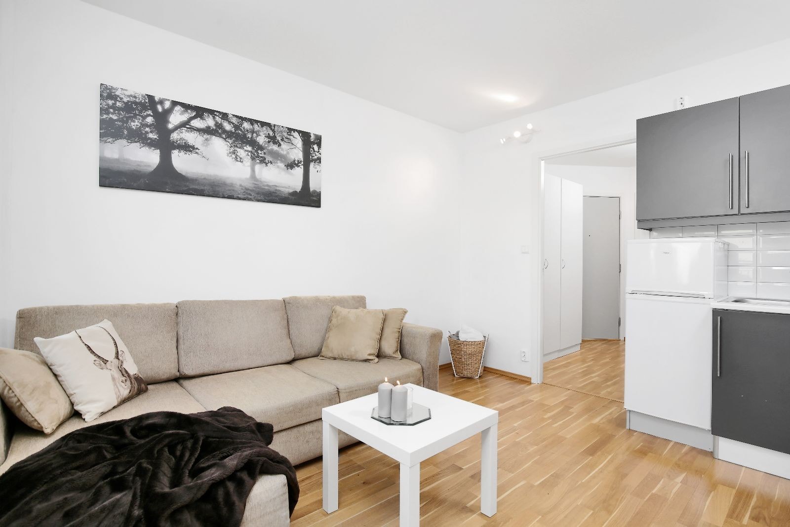 Plass til sofa i stuen. Galleribilde
