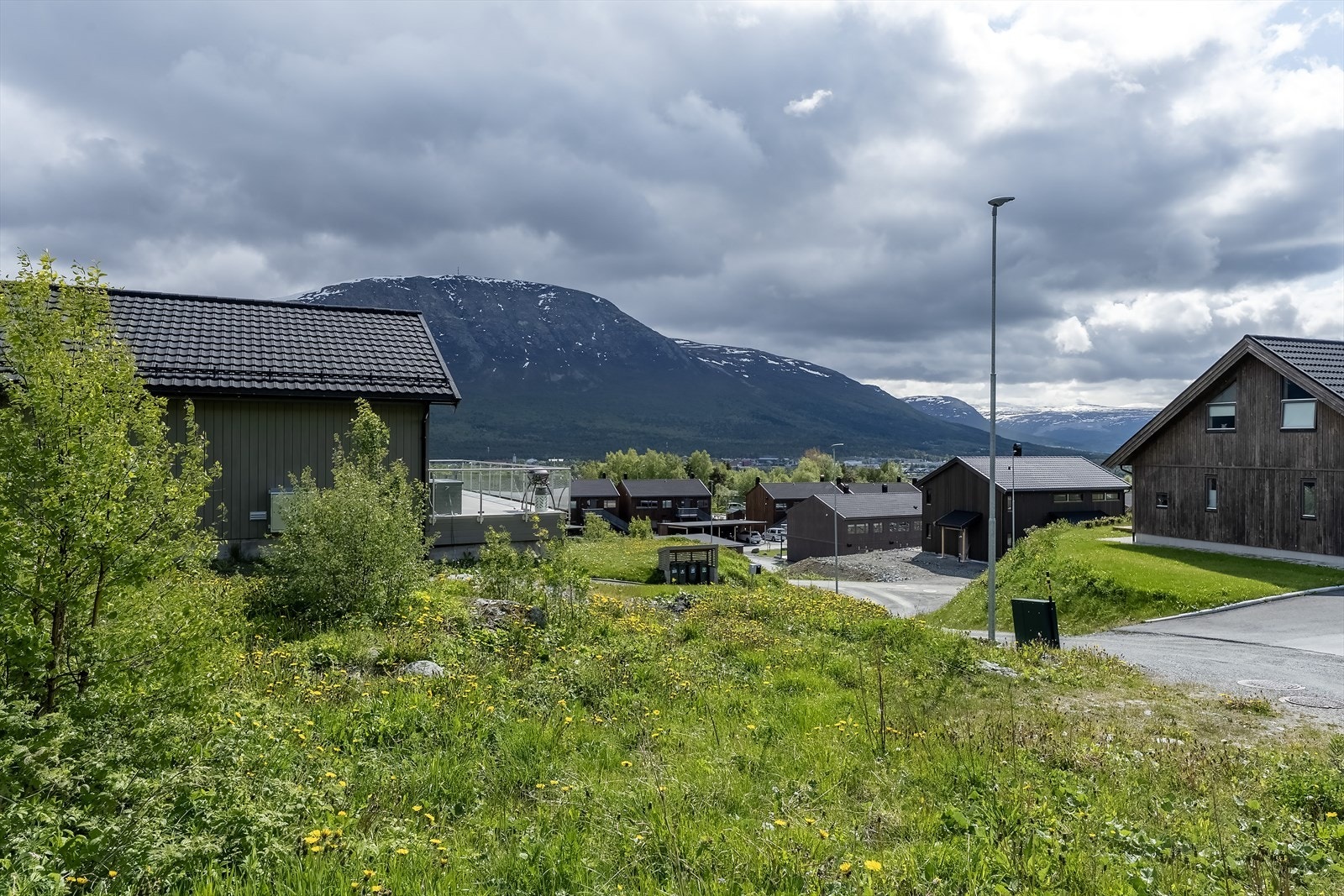 Utsikt fra bakkeplan i nedre del av tomten Galleribilde