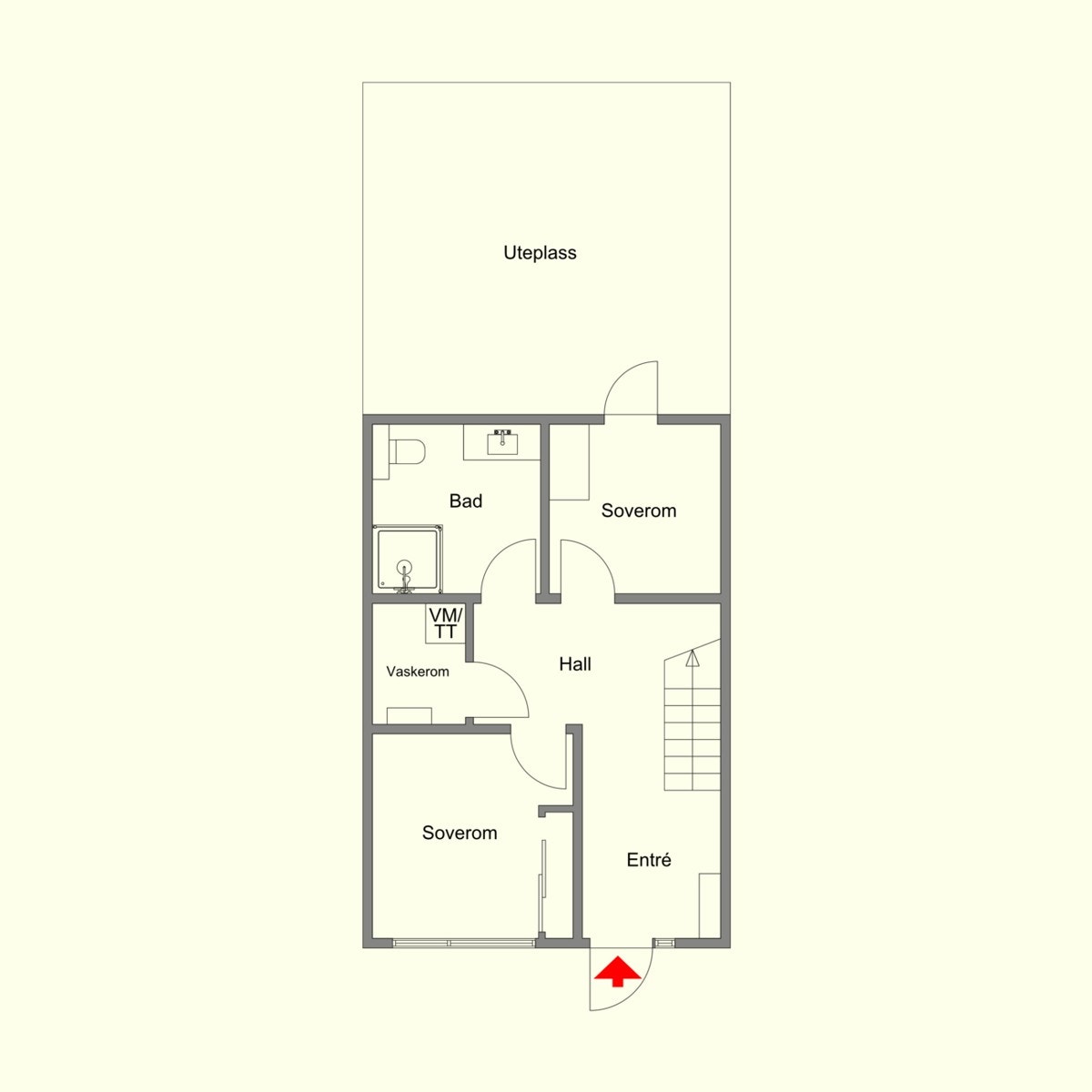 Innendørs starter vi i førsteetasje, og planløsningen ser slik ut. Galleribilde