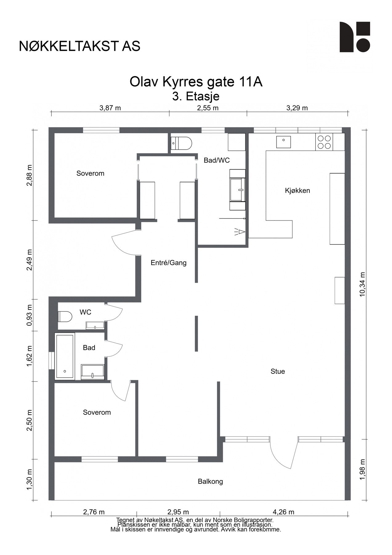 Plantegning. Boligen disponerer i tillegg to kjellerboder på ca. 5 og 3 kvm Galleribilde