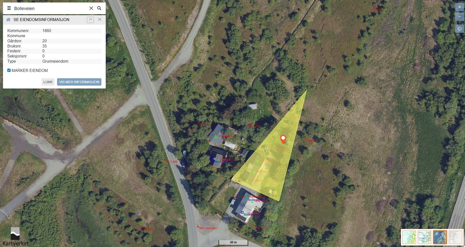 Her vises kartet over garasjeteigen. Galleribilde