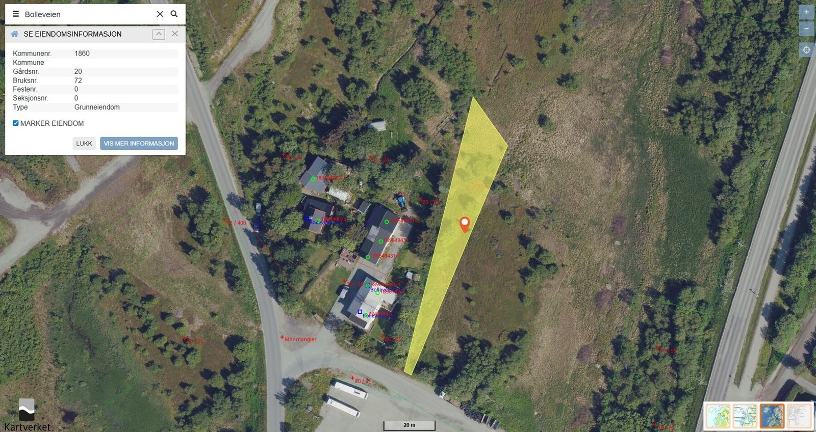 Her er teigen over den ubebygde tomta som medfølger salget. Galleribilde