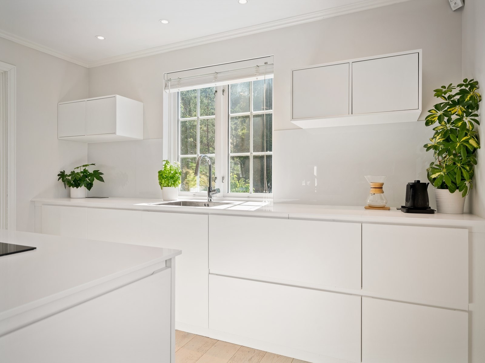 Stilrent og innholdsrikt kjøkken med slette fronter. Galleribilde