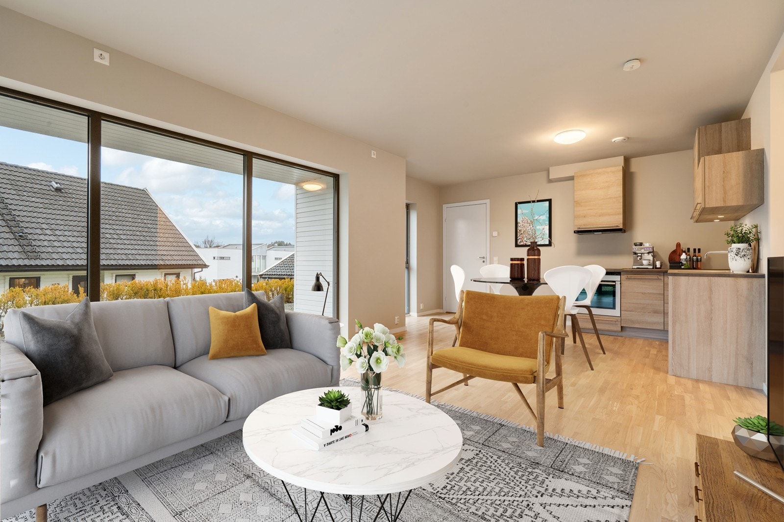 Leiligheten er digitalt møblert Galleribilde