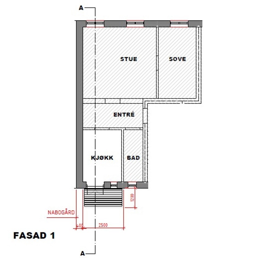 Plantegning med balkong Galleribilde