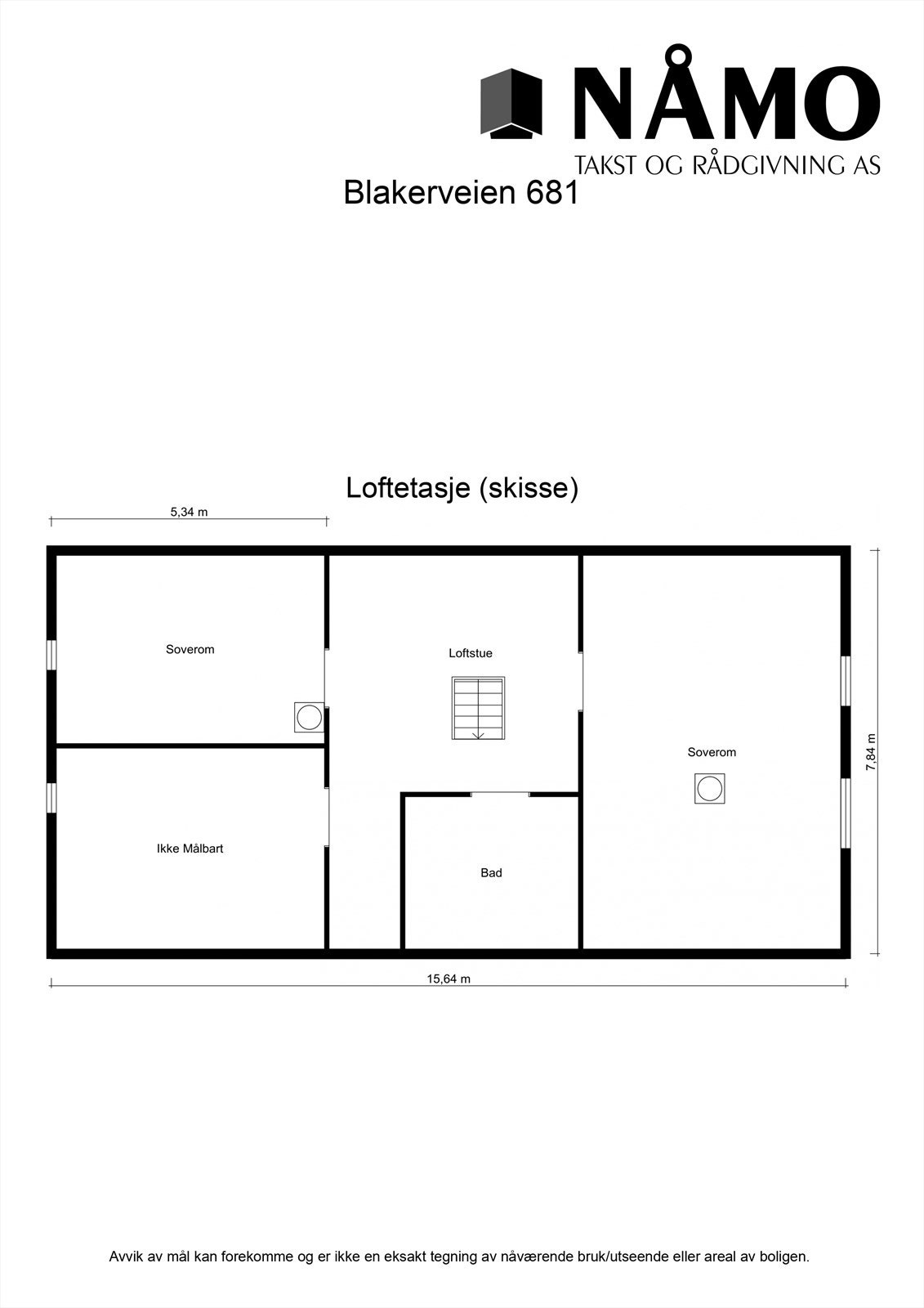 Skisse loftsetasje Galleribilde