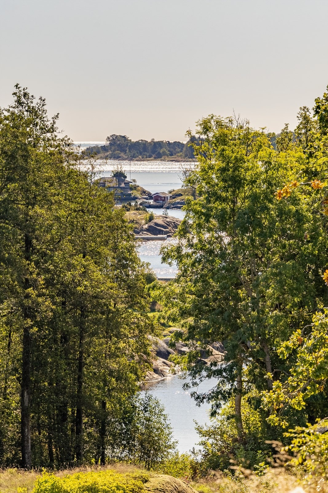 Nærheten til naturen er påtakelig, med svaberg og skog rett utenfor døren. Galleribilde