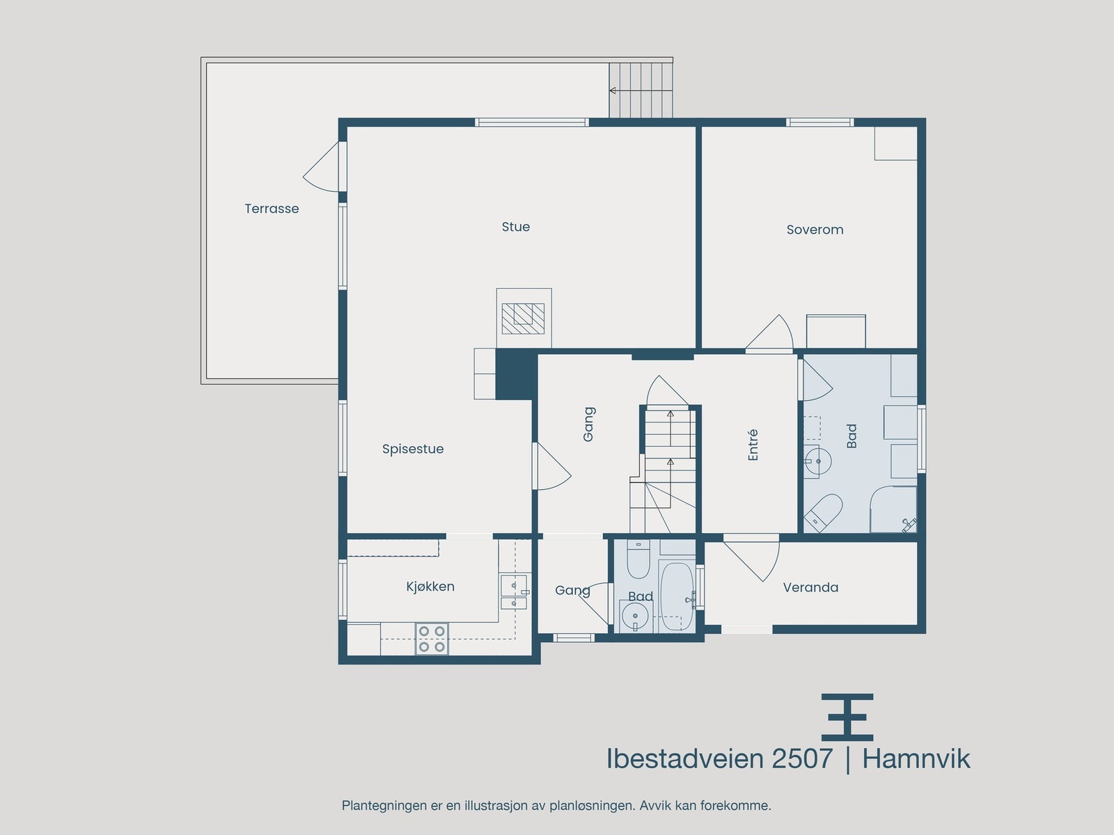 Plantegning 1. etasje Galleribilde