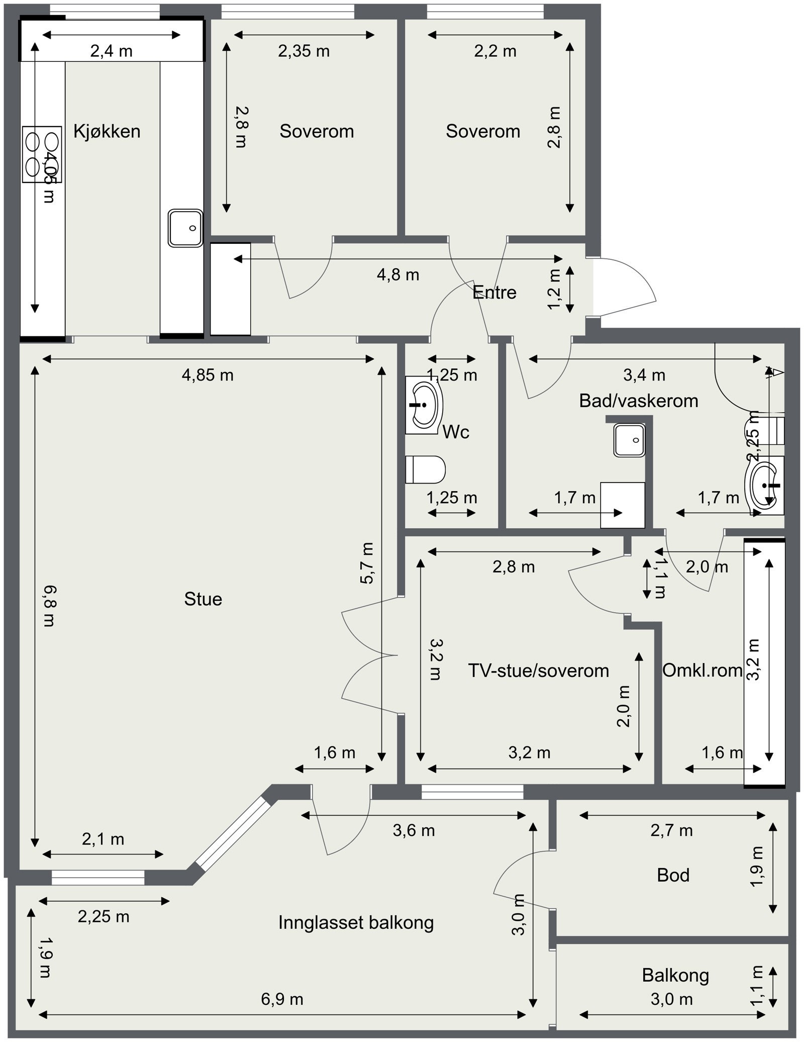 Skisse med mål. Galleribilde