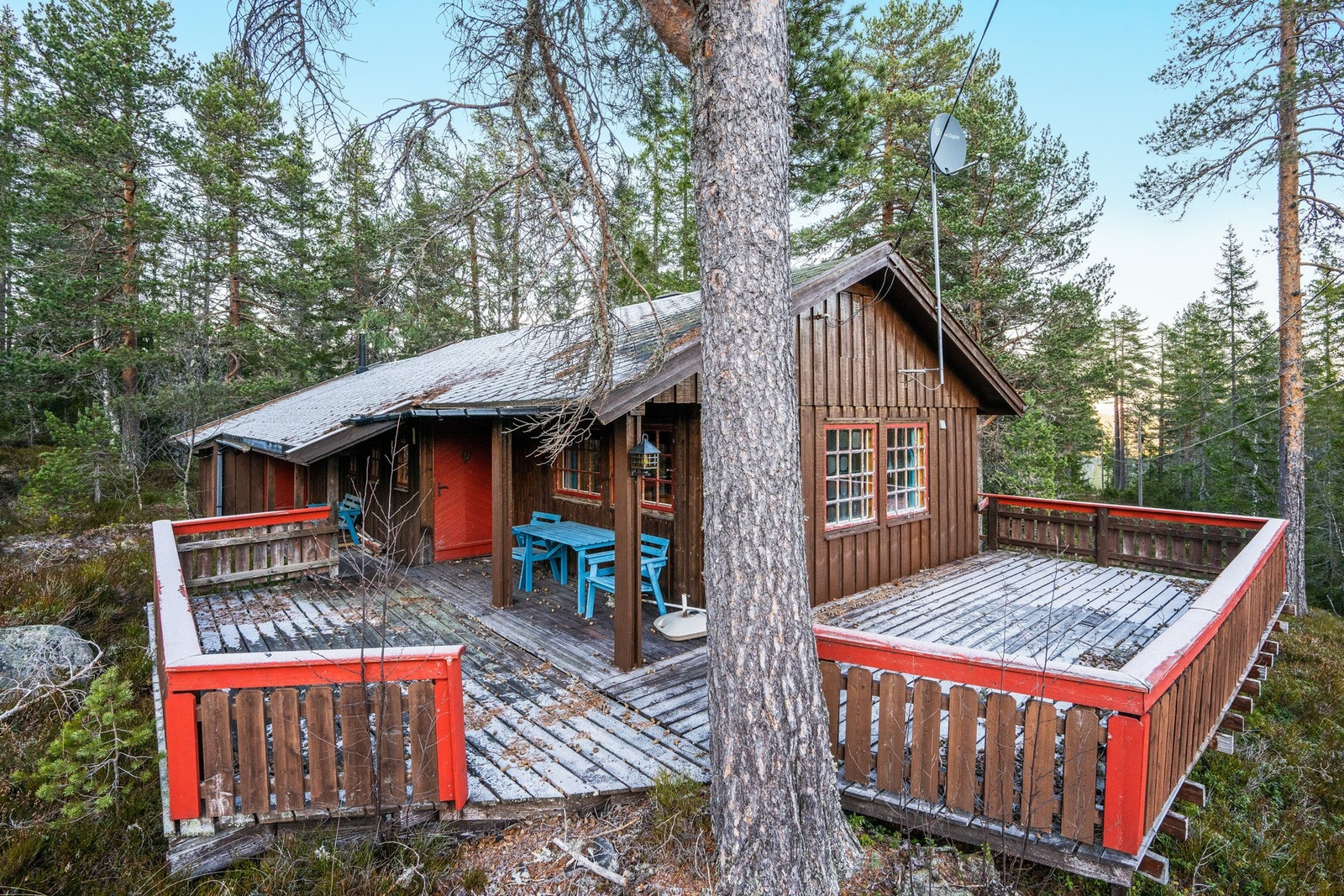 Turstier rett på utsiden av hytta Galleribilde