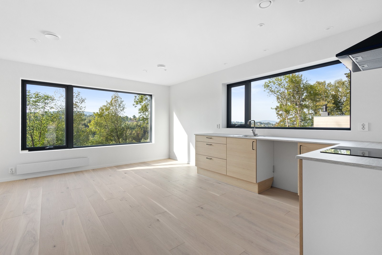 Boligen ligger nest innerst i blindvei med skogen som nærmeste nabo. Galleribilde