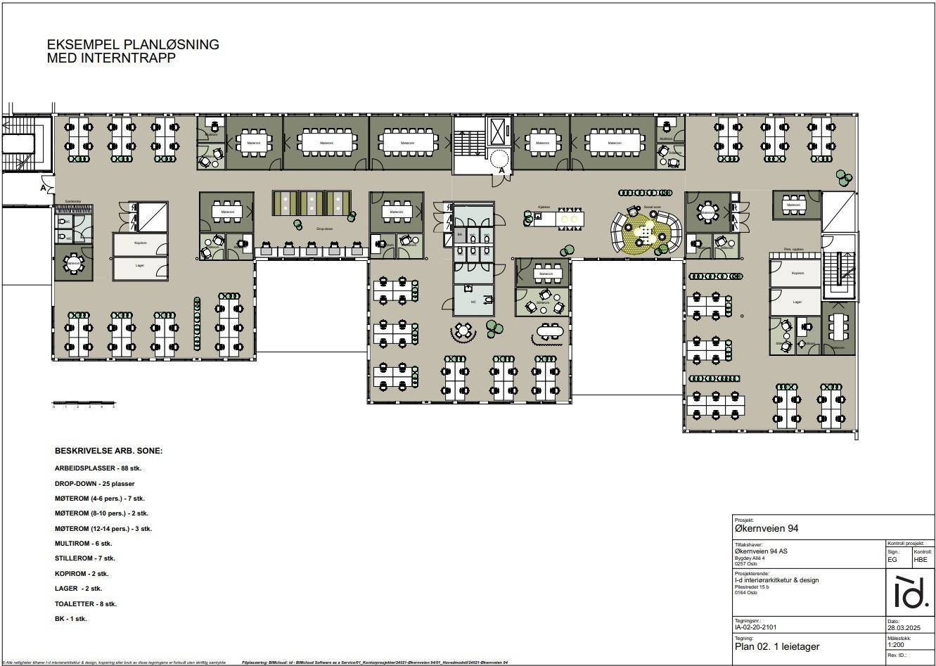 Eksemple på møbleringsplan med interntrapp Galleribilde